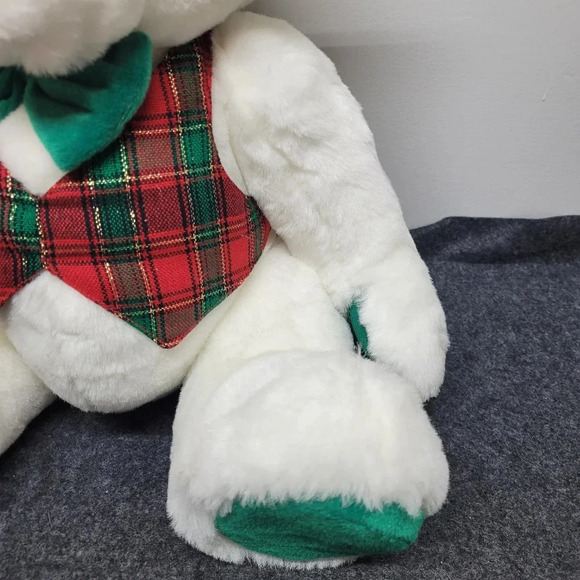 "Vintage T.L. Toys Loveable Holiday Friends Christmas Bear White Plush Male Bear - Picture 10 of 15